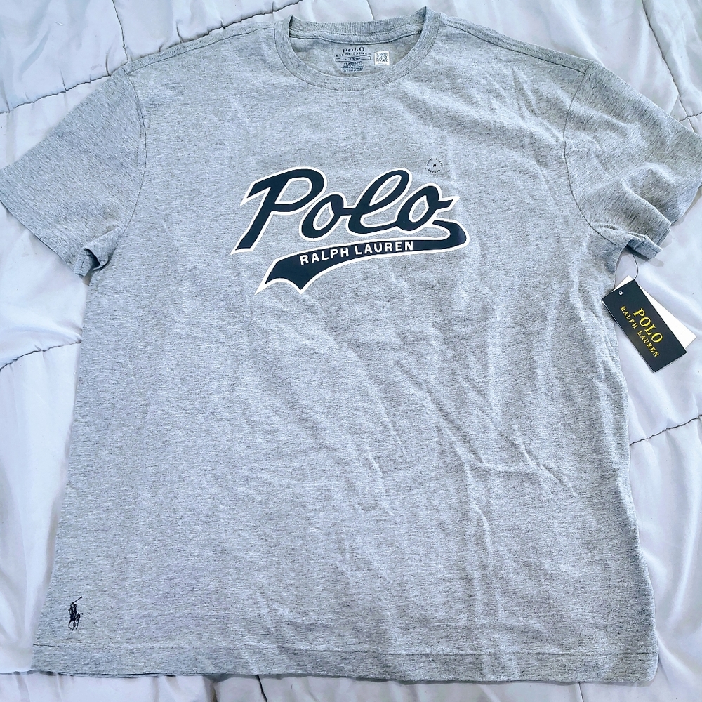Polo by Ralph Lauren Heather Gray Logo Crewneck Tee Size Medium NWT